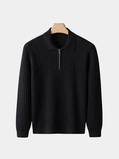 Elegant Quarter Zip Long Sleeve Polo - Cross & Crown