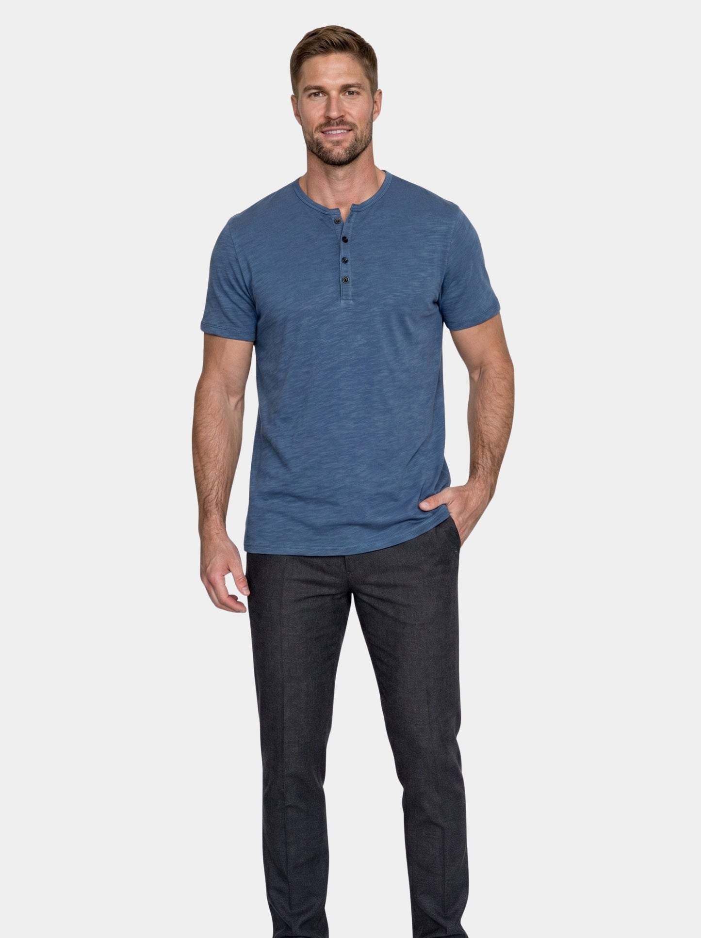 Essential Casual Henley Neck T-Shirt - Cross & Crown