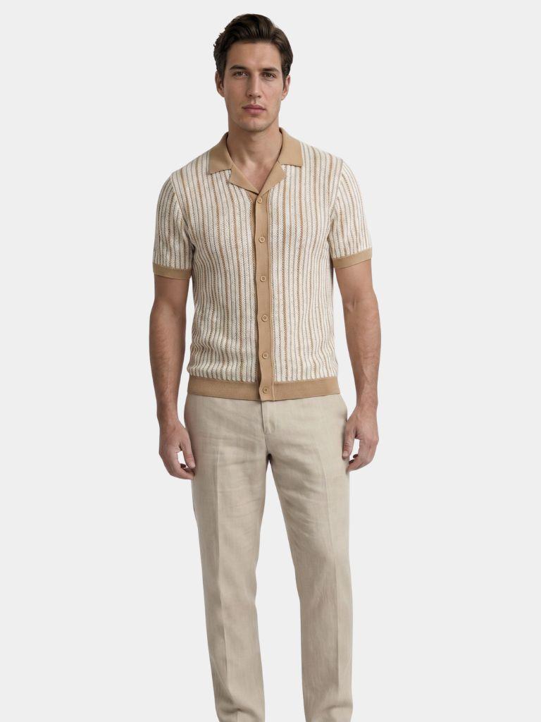 Striped Knit Polo Shirt - Cross & Crown