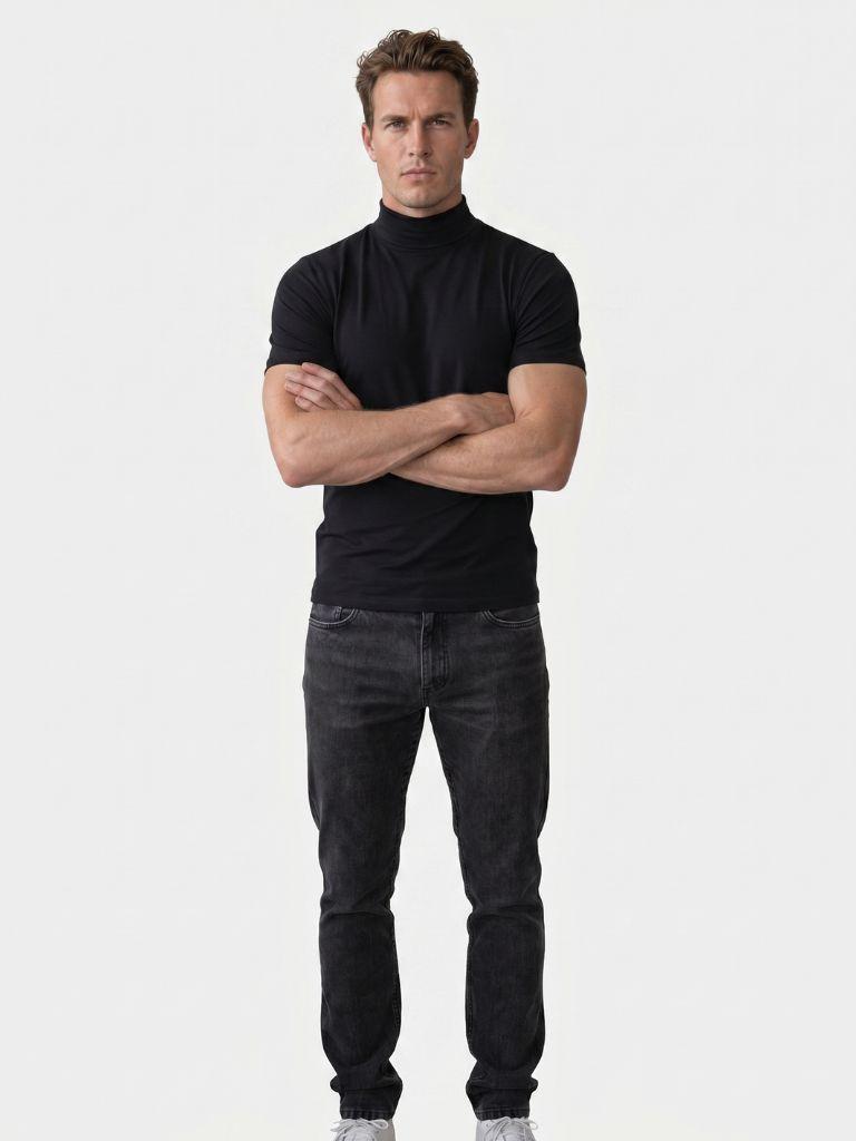 Solid Casual Turtle Neck T-Shirt - Cross & Crown