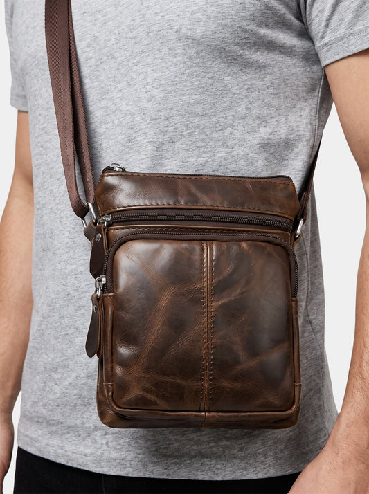 Lederschultertasche zum Umhängen – Cross & Crown