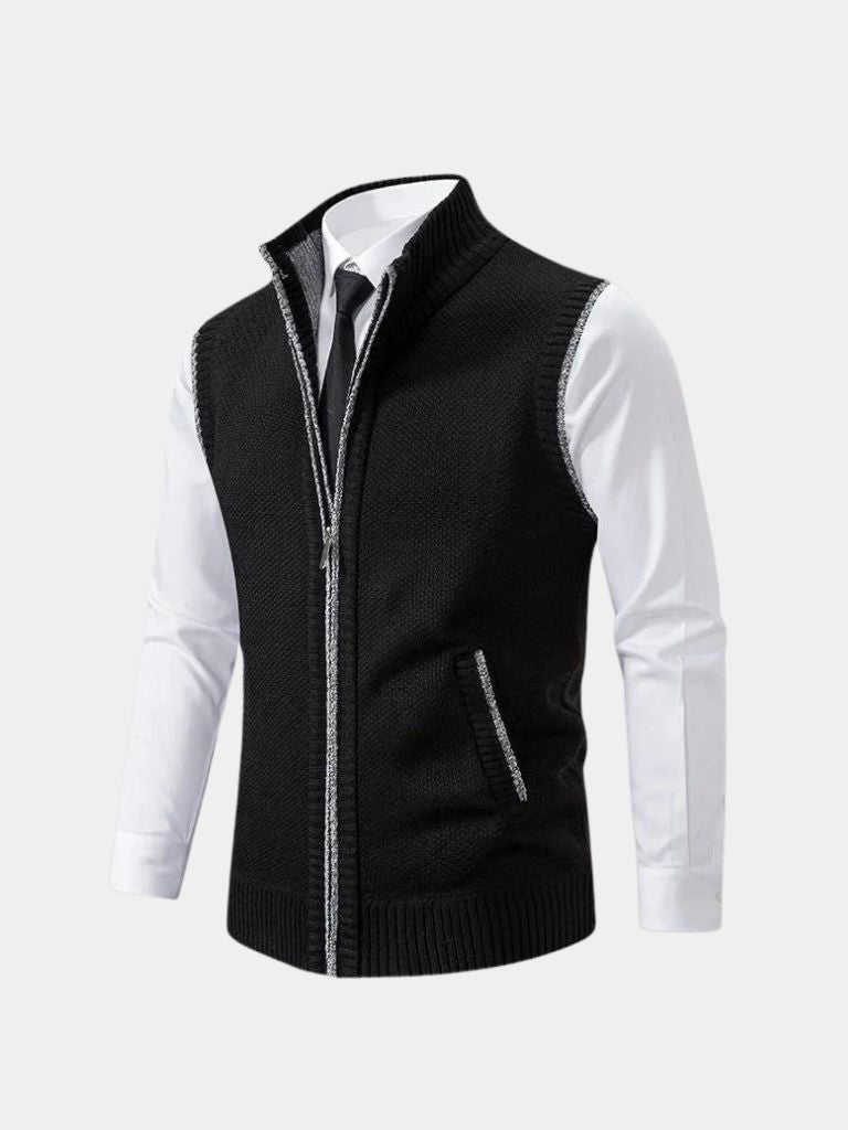 Elegant Full-Zip Sweater Vest - Cross & Crown - Cross & Crown