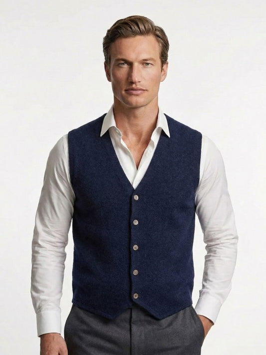 Cashmere Cardigan Vest  - Cross & Crown