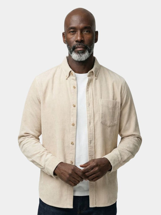 Casual Solid Corduroy Shirt - Cross & Crown