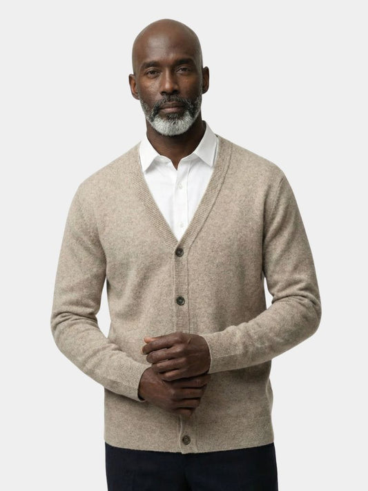 100% Merino Wool V Neck Knitwear Cardigan Sweater - Cross & Crown