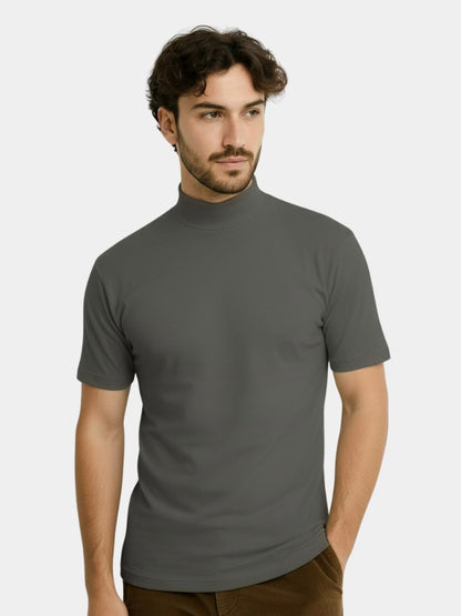 Solid Casual Turtle Neck T-Shirt - Cross & Crown