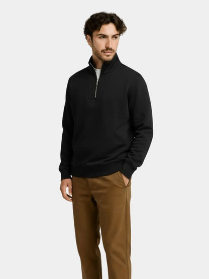Zip Black Lapel Sports Sweatshirt - Cross & Crown