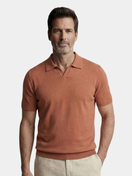 カジュアルなボタンレスニットポロシャツ - Cross & Crown