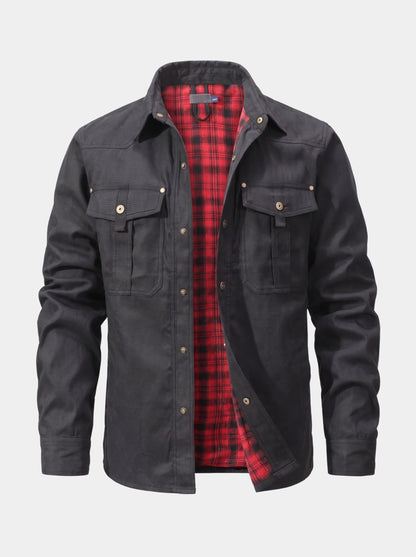 Chaqueta con broches y forro de franela Forge – Cross & Crown