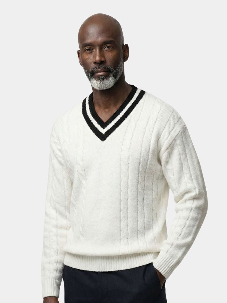 Minimalist V-Neck Sweater - Cross & Crown