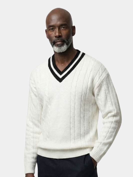 Minimalist V-Neck Sweater - Cross & Crown