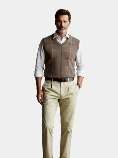 Academic Checkered Knit Vest - Cross & Crown