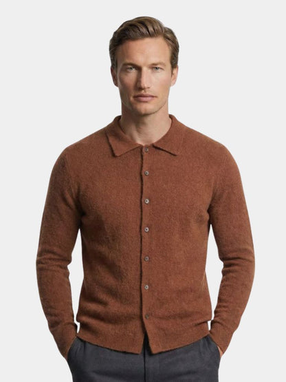 100% Cashmere Polo Cardigan - Cross & Crown