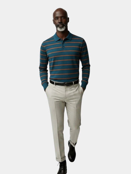 Navy Sunset Striped Polo - Cross & Crown