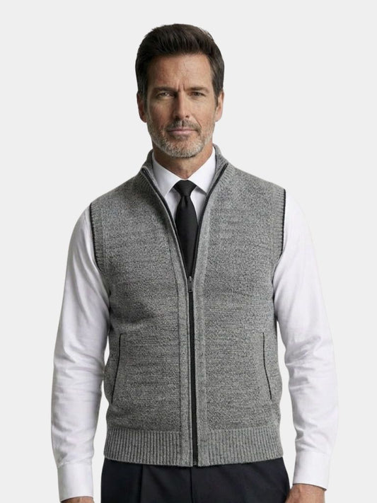Elegant Full-Zip Sweater Vest - Cross & Crown