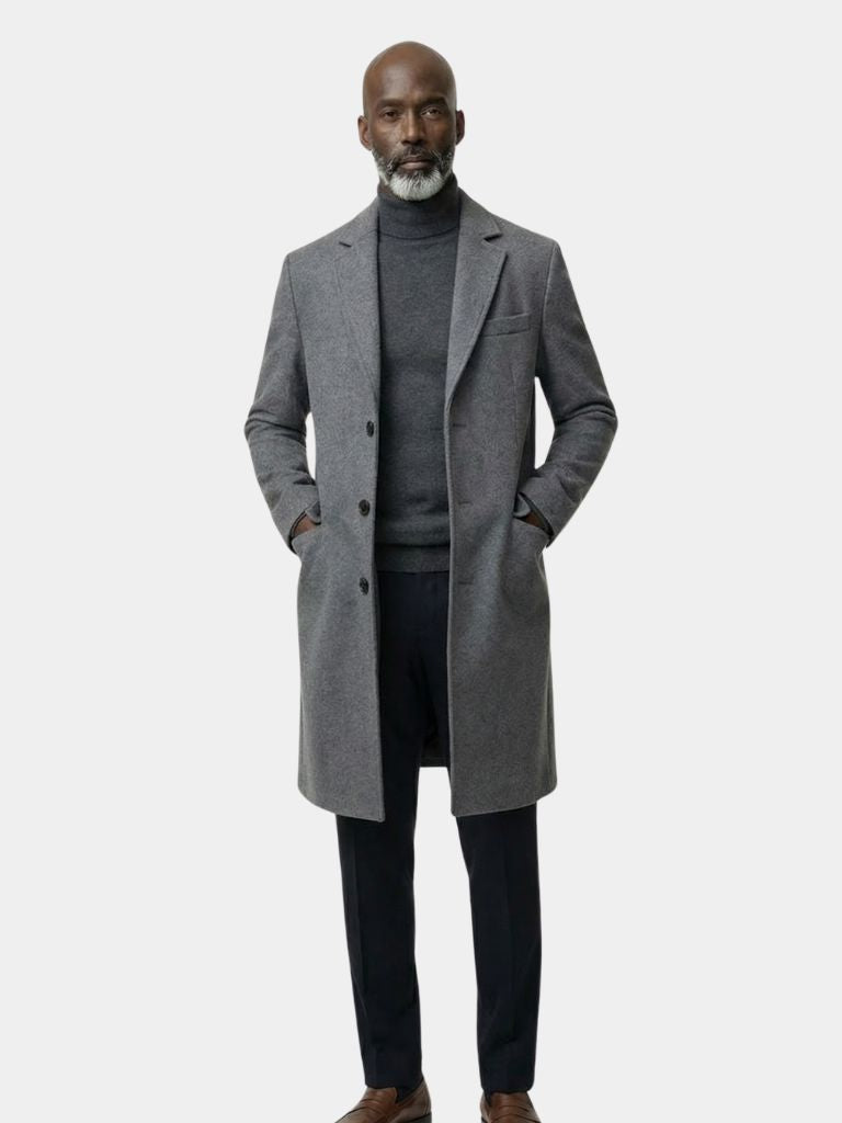 Mens Wool Blend Trench Coat - Cross & Crown