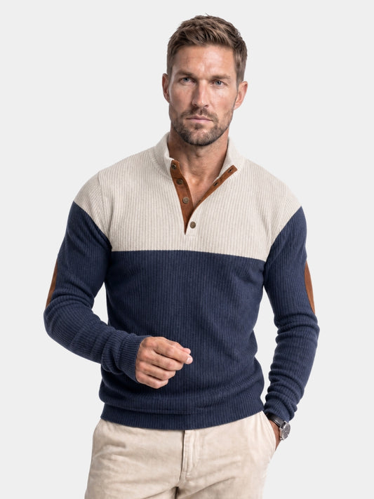 Retro-Pullover aus Cord mit hohem Kragen – Cross & Crown
