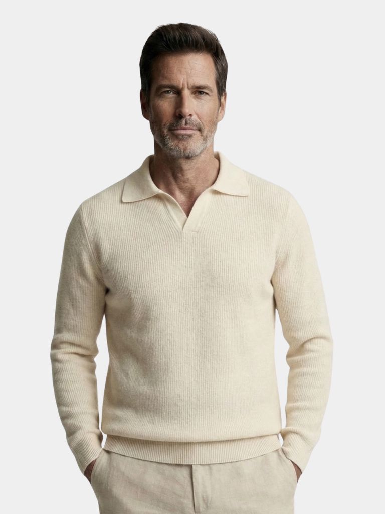 Essential V-Neck Polo Pullover - Cross & Crown