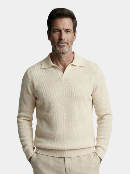 Essential V-Neck Polo Sweater - Cross & Crown