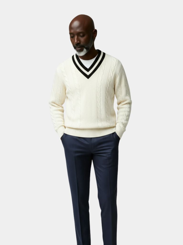 Minimalistische V-Hals Trui - <tc>Cross & Crown</tc>