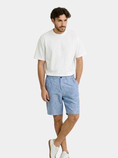 Bleu Horizon Linen Shorts - Cross & Crown