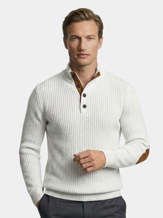 Refined High Collar Henley Sweater - Cross & Crown