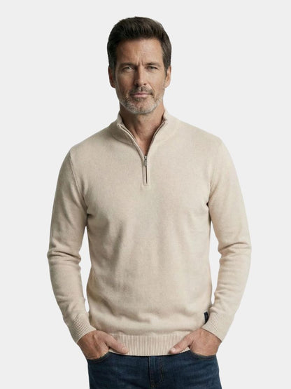Half Zip Knitwear Solid Color Cardigan Sweater - Cross & Crown