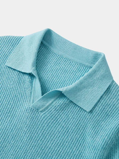 Casual Buttonless Knit Polo Shirt - Cross & Crown