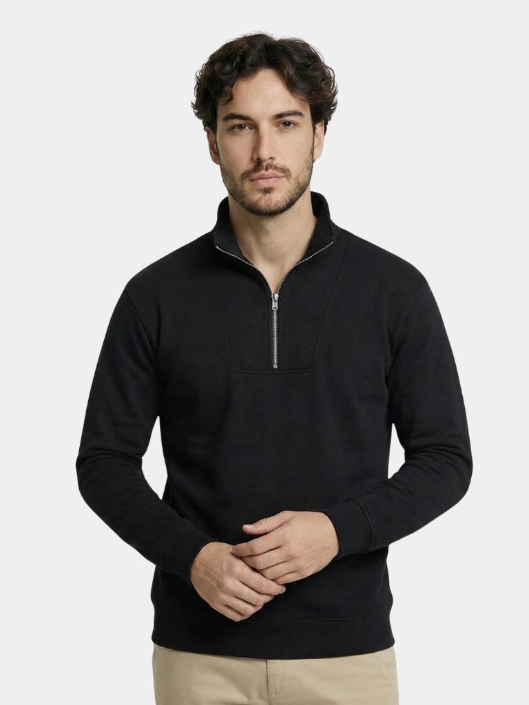 Zip Black Lapel Sports Sweatshirt - Cross & Crown