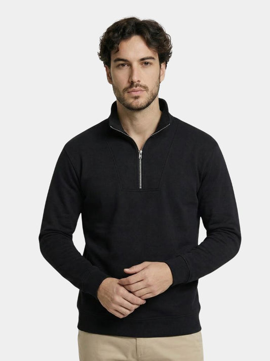 Zip Black Lapel Sports Sweatshirt - Cross & Crown