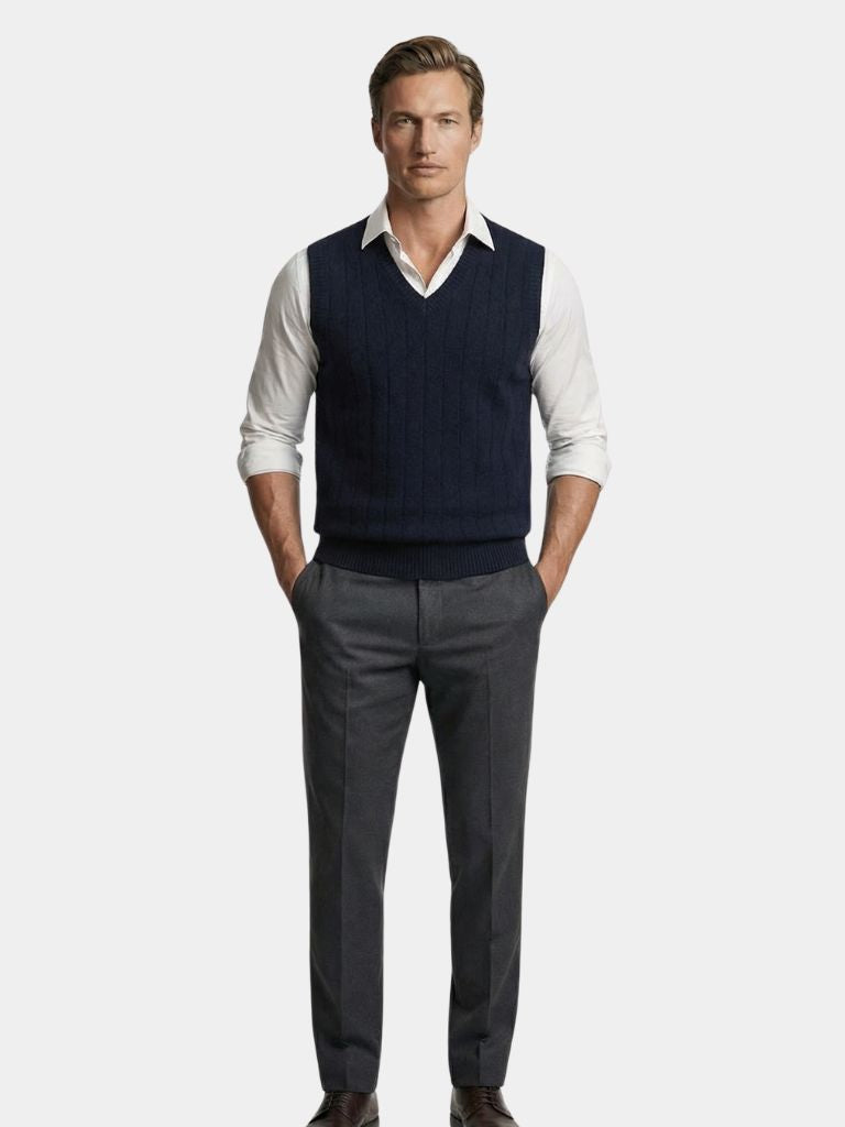 100% Merino Wool Pullover Sweater Vest - Cross & Crown