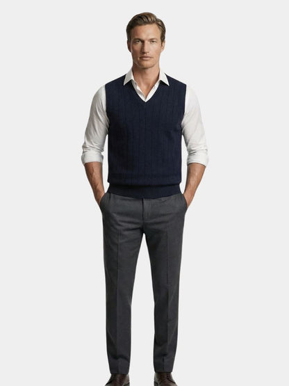 100% Merino Wool Pullover Sweater Vest - Cross & Crown