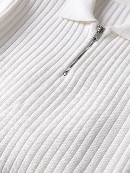 Elegant Quarter Zip Long Sleeve Polo - Cross & Crown