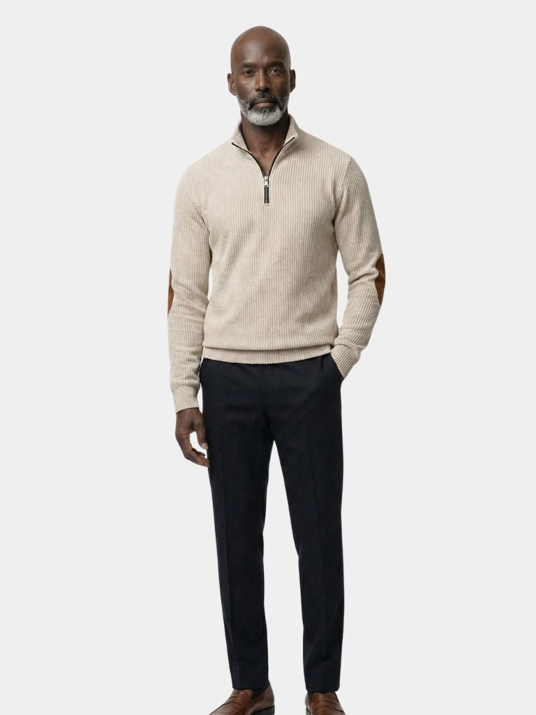 High Collar Quarter Zip Corduroy Pullover - Cross & Crown