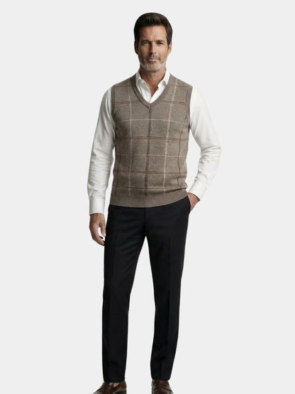 Academic Checkered Knit Vest - Cross & Crown