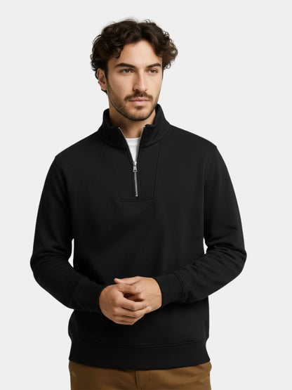 Zip Black Lapel Sports Sweatshirt - Cross & Crown