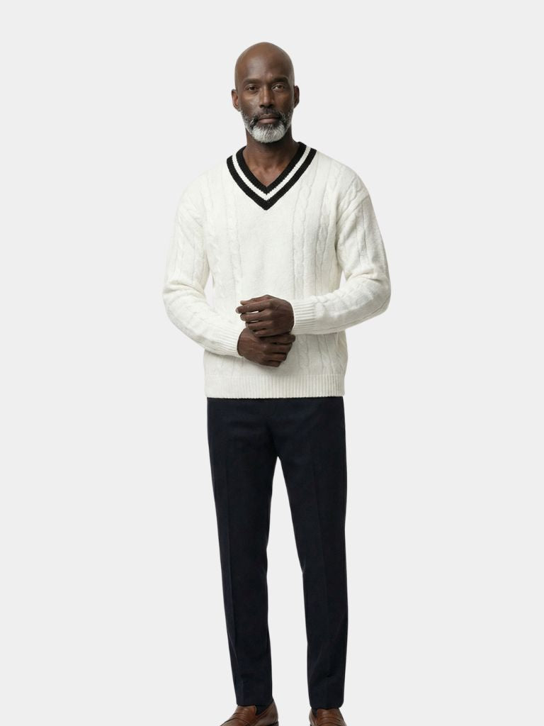 Minimalist V-Neck Sweater - Cross & Crown