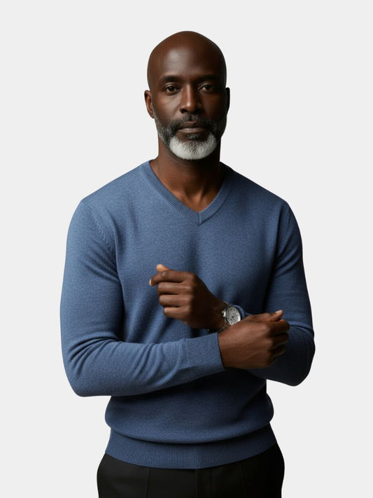 Cashmere V Neck Knitwear Sweater - Cross & Crown