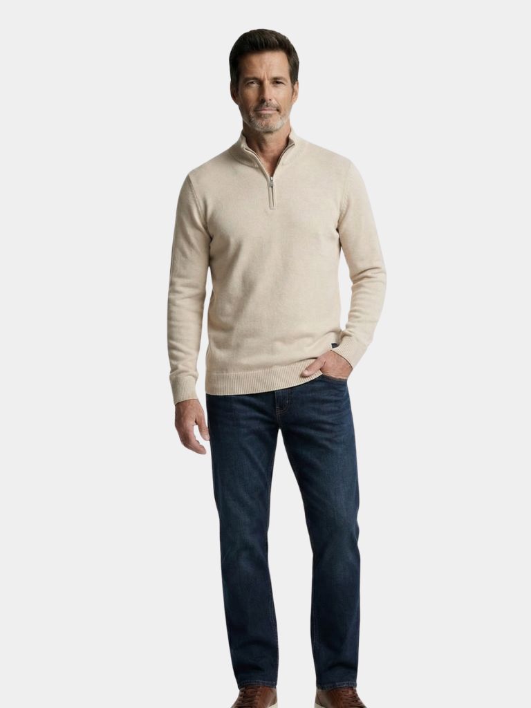 Half Zip Knitwear Solid Color Cardigan Sweater - Cross & Crown