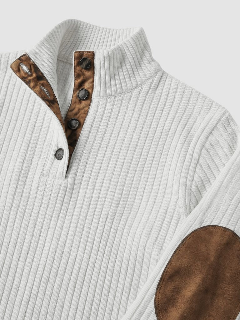 Refined High Collar Henley Sweater - Cross & Crown