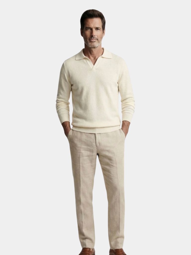 Essential V-Neck Polo Pullover - Cross & Crown