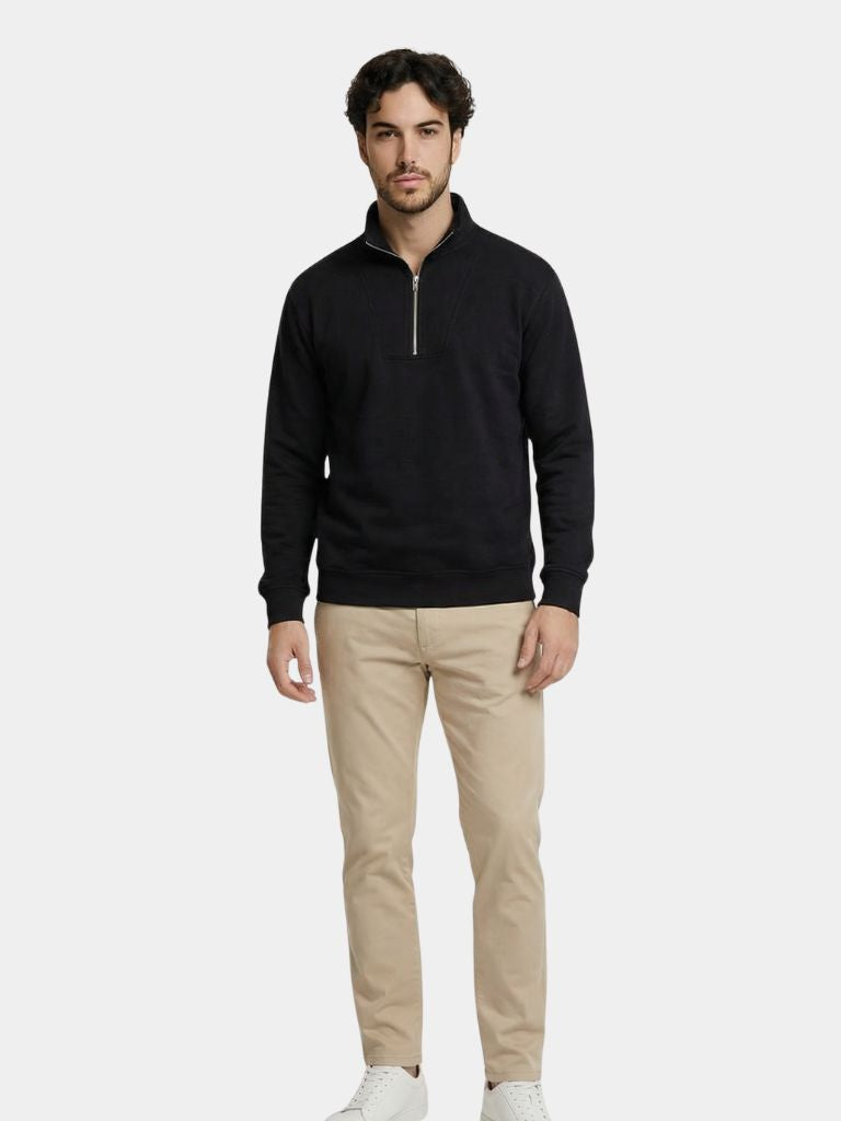 Zip Black Lapel Sports Sweatshirt - Cross & Crown