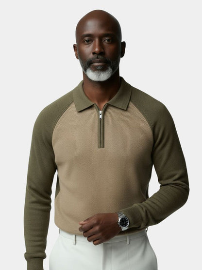 Raglan Sweater met Kwartronde Ritssluiting - <tc>Cross & Crown</tc>