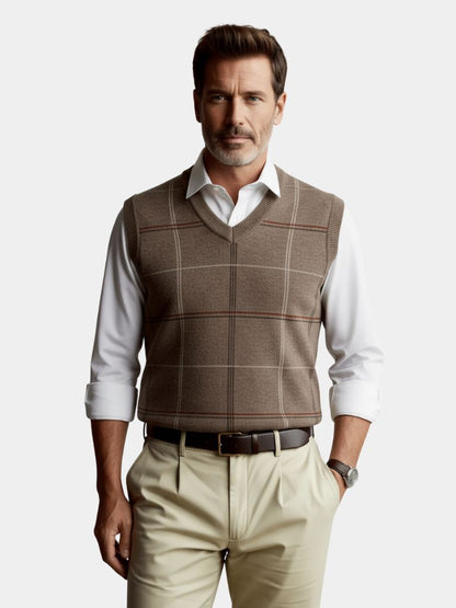 Academic Checkered Knit Vest - Cross & Crown