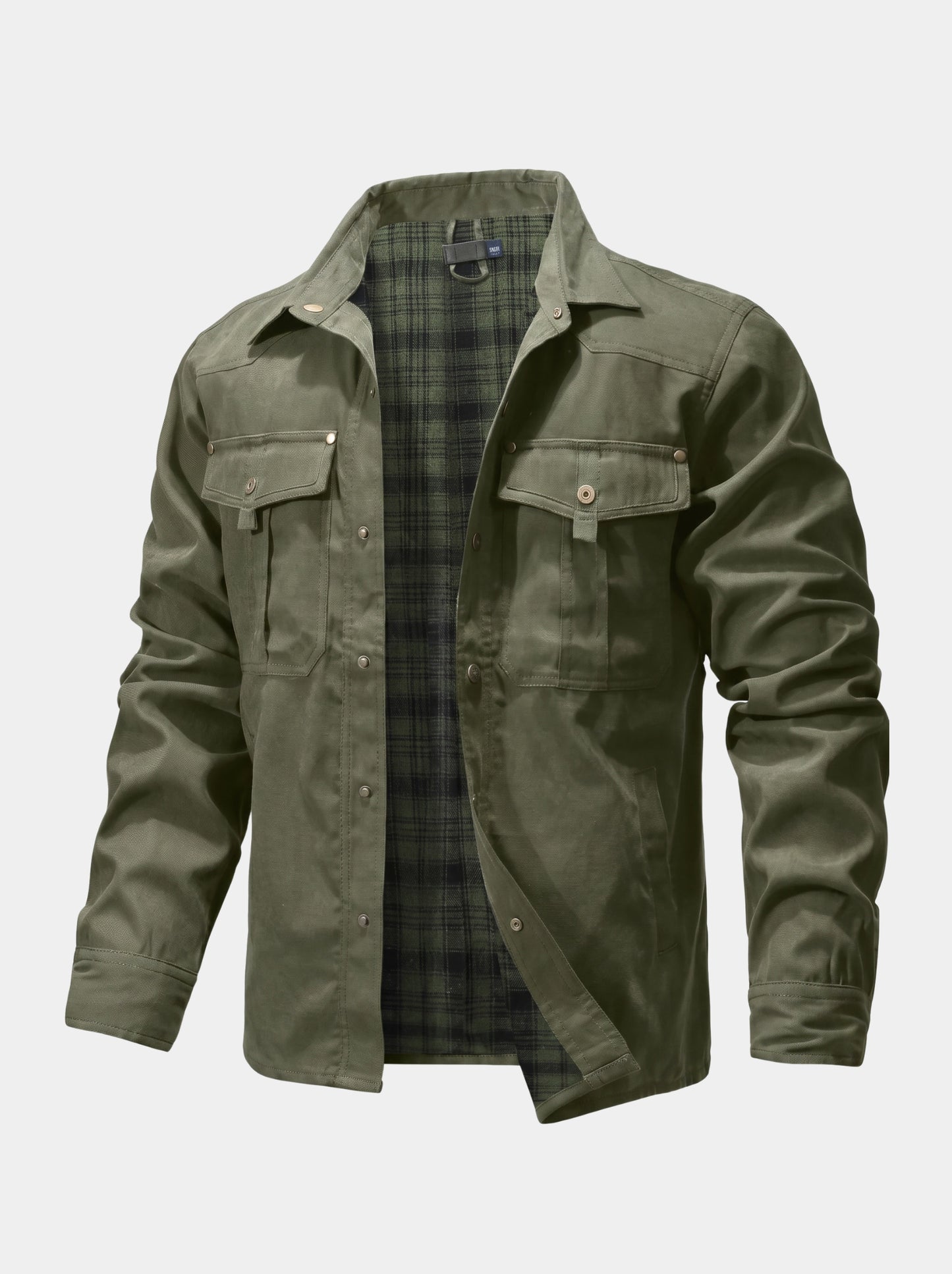 Chaqueta con broches y forro de franela Forge – Cross & Crown