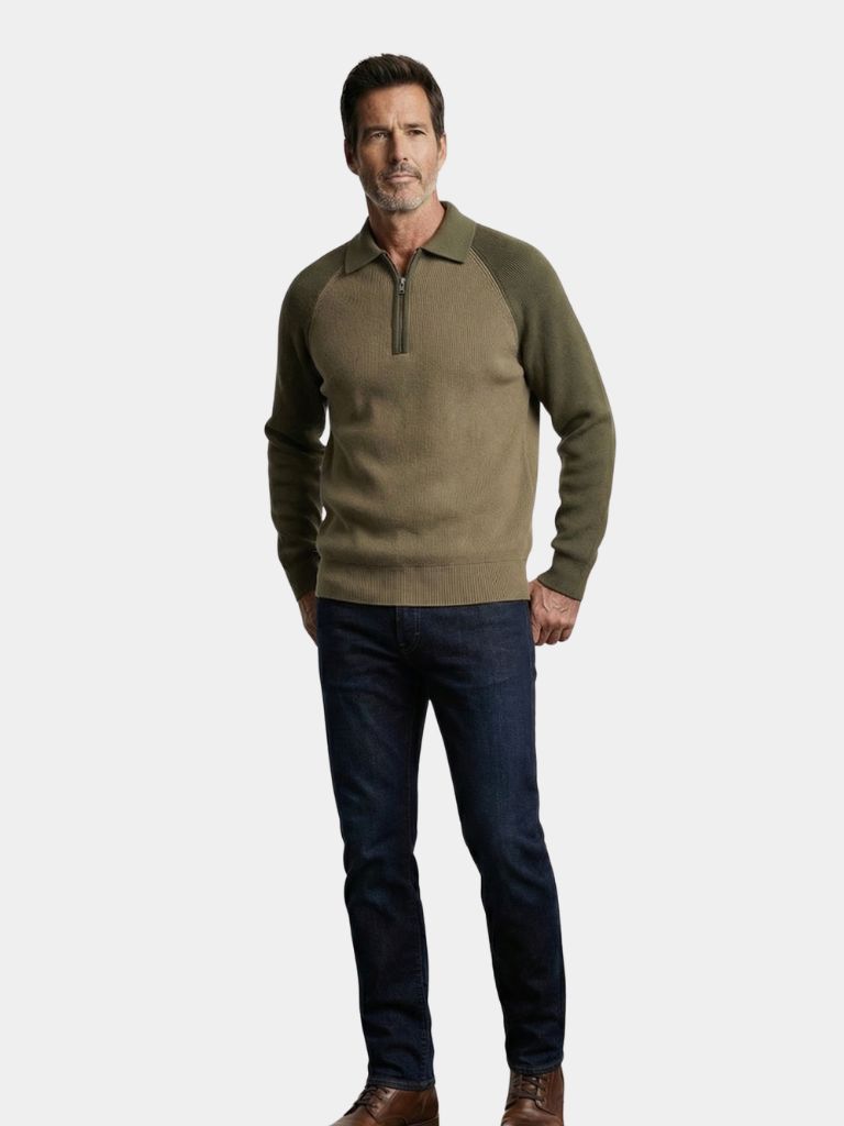 Raglan Quarter Zip Sweater - Cross & Crown