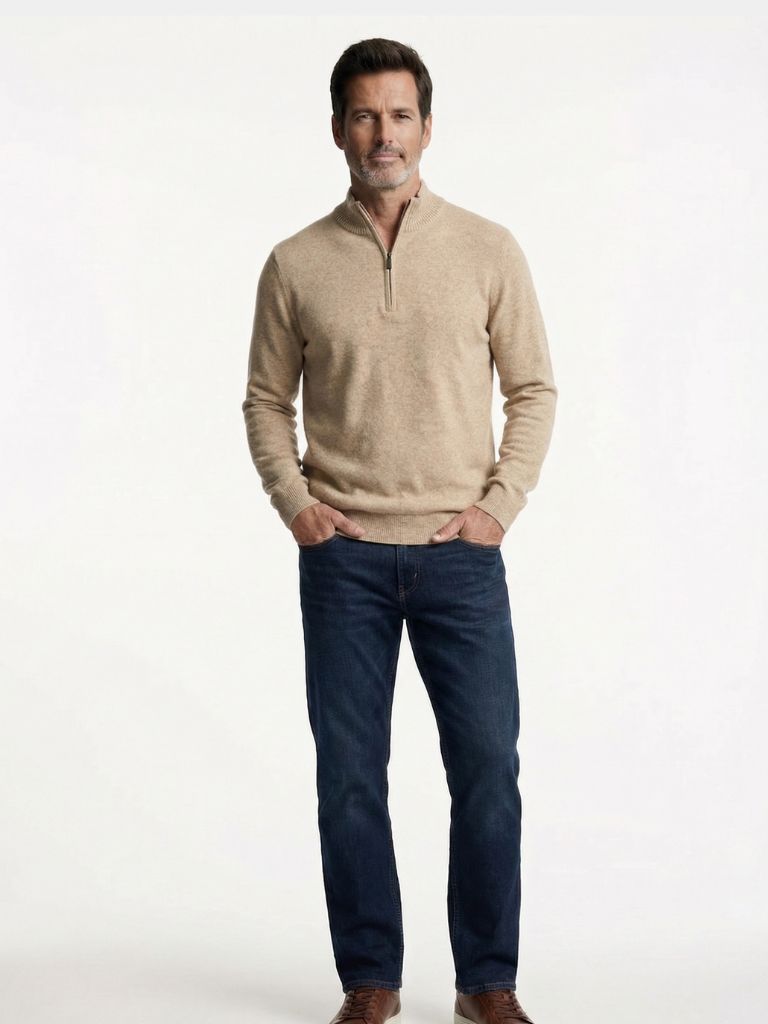 Merino Half Zip Sweater - Cross & Crown