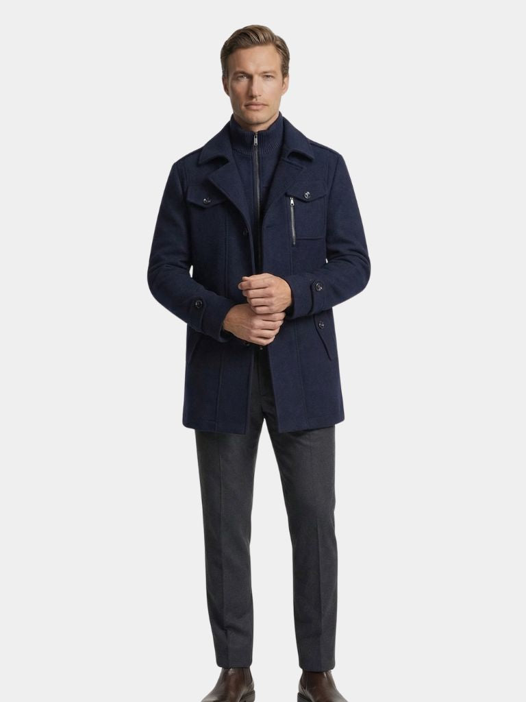Aristocratic Black Wool Overcoat - Cross & Crown