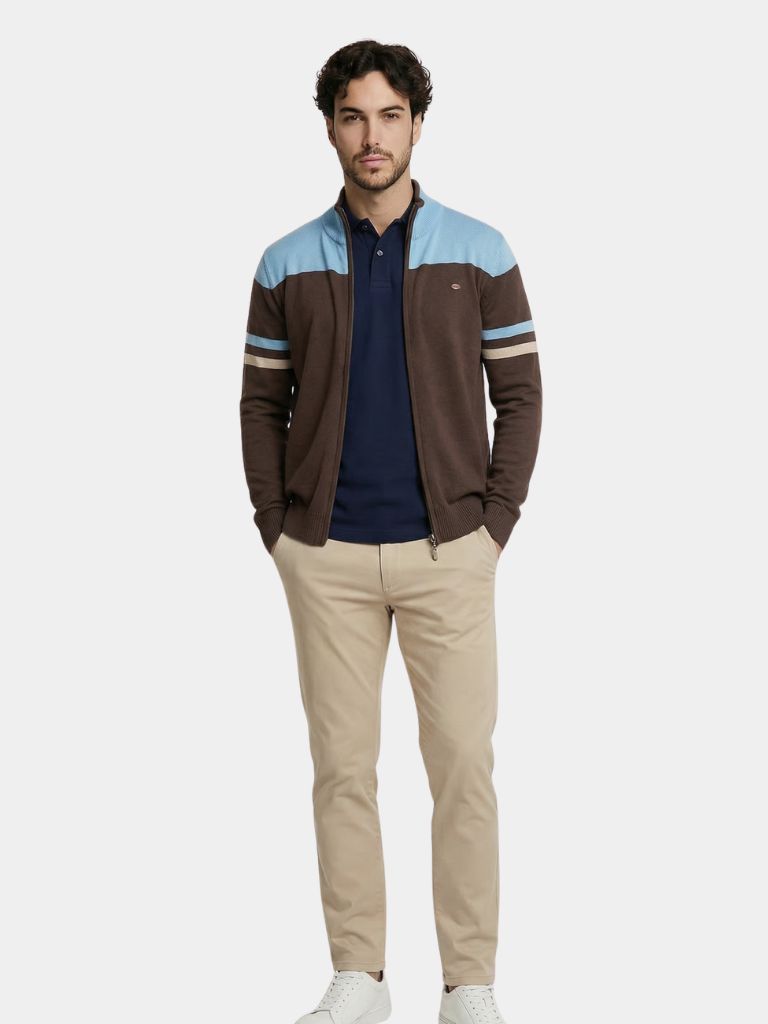 Cardigan Sweater Zipper Standing Collar Knitwear - Cross & Crown