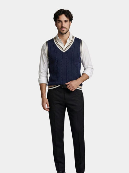 V Neck Elegant Knit Vest - Cross & Crown